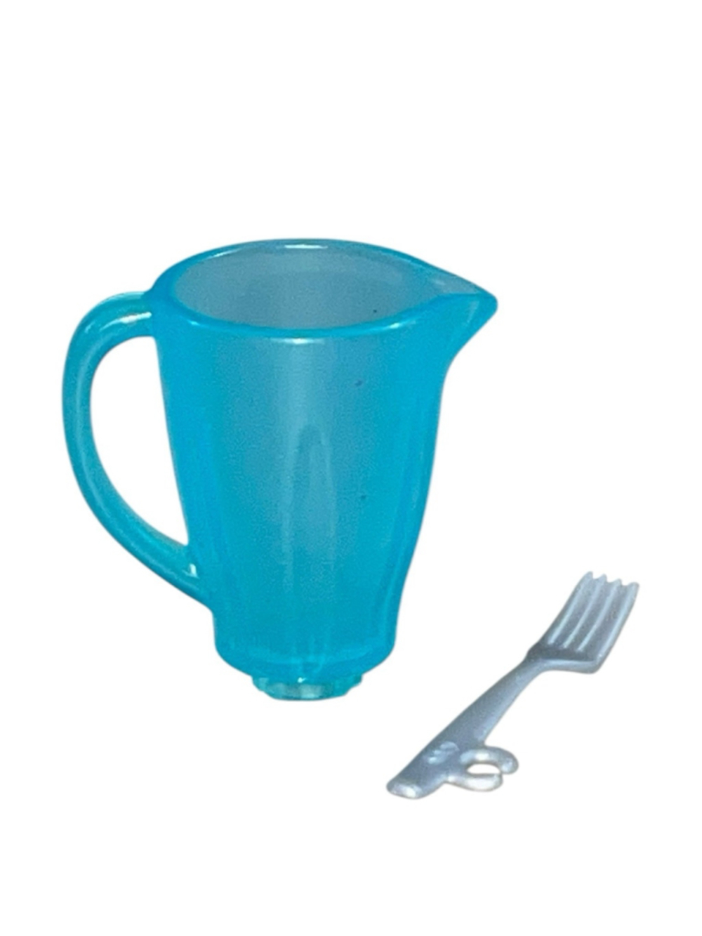 Barbie Doll Replacement Kitchen Blender Pitcher Blue Clip On Silver Fork Mattel